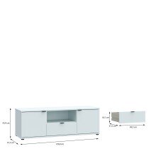 Lowboard >GANYMEDE< 2 Türen, 1 Schublade, 1 Fach, Secret grey - 129,8x43,9x41,3cm (BxHxT)