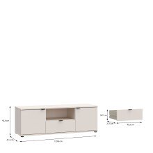 Lowboard >GANYMEDE< 2 Türen, 1 Schublade, 1 Fach, sandfarbig - 129,8x43,9x41,3cm (BxHxT)