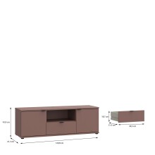 Lowboard >GANYMEDE< 2 Türen, Schublade, Fach, terrakottafarbig - 129,8x43,9x41,3cm (BxHxT)