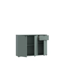 Sideboard >GANYMEDE< 3 Türen, 1 Schublade, in Salbei - 119,8x82,3x34,1cm (BxHxT)