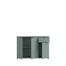 Sideboard >GANYMEDE< 3 Türen, 1 Schublade, in Salbei - 119,8x82,3x34,1cm (BxHxT)