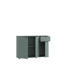 Sideboard >GANYMEDE< 3 Türen, 1 Schublade, in Salbei - 119,8x82,3x34,1cm (BxHxT)