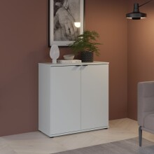 Kommode >GANYMEDE< 2 Türen, 1 Boden, in Secret grey - 80,1x82,3x34,1cm (BxHxT)