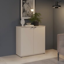 Kommode >GANYMEDE< 2 Türen, 1 Boden, in sandfarbig - 80,1x82,3x34,1cm (BxHxT)