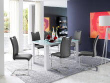 Esszimmerstuhl >Yanielle I< (4er Set) in grau aus Metall - 43x100x57cm (BxHxT)