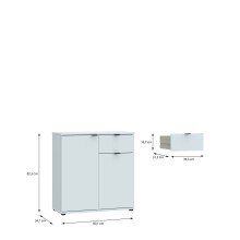 Kommode >GANYMEDE< 2 Türen, 1 Schub, Secret grey - 80,1x82,3x34,1cm (BxHxT)