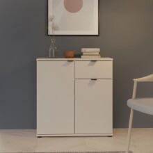 Kommode >GANYMEDE< 2 Türen, 1 Schublade, in sandfarbig - 80,1x82,3x34,1cm (BxHxT)