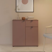 Kommode >GANYMEDE< 2 Türen, 1 Schublade, in terrakottafarbig - 80,1x82,3x34,1cm (BxHxT)