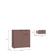 Kommode >GANYMEDE< 2 Türen, 1 Schublade, in terrakottafarbig - 80,1x82,3x34,1cm (BxHxT)