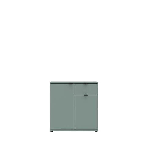 Kommode >GANYMEDE< 2 Türen, 1 Schublade, in Salbei - 80,1x82,3x34,1cm (BxHxT)