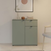 Kommode >GANYMEDE< 2 Türen, 1 Schublade, in Salbei - 80,1x82,3x34,1cm (BxHxT)