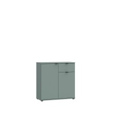 Kommode >GANYMEDE< 2 Türen, 1 Schublade, in Salbei - 80,1x82,3x34,1cm (BxHxT)