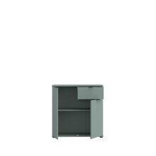 Kommode >GANYMEDE< 2 Türen, 1 Schublade, in Salbei - 80,1x82,3x34,1cm (BxHxT)