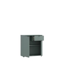 Kommode >GANYMEDE< 2 Türen, 1 Schublade, in Salbei - 80,1x82,3x34,1cm (BxHxT)