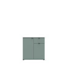 Kommode >GANYMEDE< 2 Türen, 1 Schublade, in Salbei - 80,1x82,3x34,1cm (BxHxT)