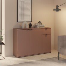 Sideboard >GANYMEDE< 3 Türen, 1 Schublade, in terrakottafarbig - 119,8x82,3x34,1cm (BxHxT)