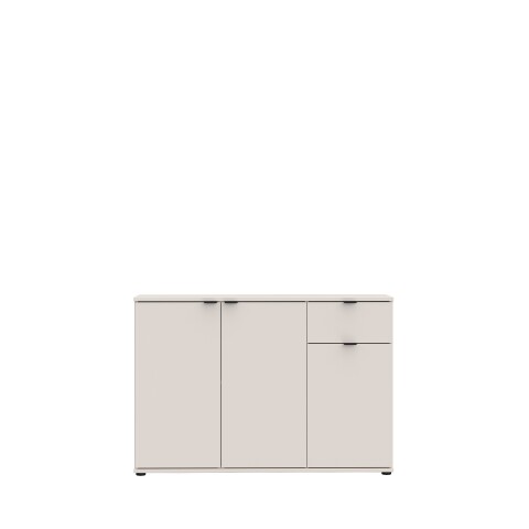 Sideboard >GANYMEDE< 3 Türen, 1 Schublade, in sandfarbig - 119,8x82,3x34,1cm (BxHxT)