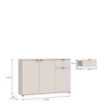 Sideboard >GANYMEDE< 3 Türen, 1 Schublade, in sandfarbig - 119,8x82,3x34,1cm (BxHxT)
