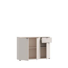 Sideboard >GANYMEDE< 3 Türen, 1 Schublade, in sandfarbig - 119,8x82,3x34,1cm (BxHxT)