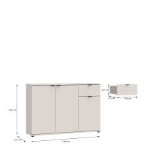 Sideboard >GANYMEDE< 3 Türen, 1 Schublade, in sandfarbig - 119,8x82,3x34,1cm (BxHxT)
