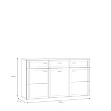 Sideboard >AKINORI< 3 Schübe, 2 Türen, Mauvella Eiche Dekor - 149,8x85,6x41,8cm (BxHxT)