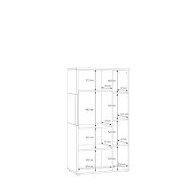 Stauraumvitrine >AKINORI< 2 Türen, in Mauvella Eiche Dekor - 75,1x140x41,8cm (BxHxT)