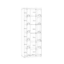 Stauraumvitrine >AKINORI< 2 Türen, Mauvella Eiche Dekor - 75,1x197,6x41,8cm (BxHxT)