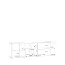 Lowboard >AKINORI< 3 Türen, 1 Schublade, Mauvella Eiche Dekor - 174,5x53,7x41,8cm (BxHxT)
