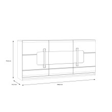 Sideboard >ATTENTION< 3 Türen, 1 Schub, LED, Eiche Dekor / Weiß - 194,6x91,6x41,5cm (BxHxT)