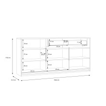 Sideboard >ATTENTION< 3 Türen, 1 Schub, LED, Eiche Dekor / Weiß - 194,6x91,6x41,5cm (BxHxT)