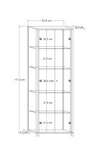 Glasvitrine >OPTIMA< Schwarz/Wildeiche-Dekor, LED Beleuchtung - 57,6x171,8x32cm (BxHxT)