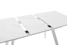 Kulissen-Esstisch >PARENZO< ausziehbar 180cm, weiß marmoriert, Keramik - 140/180x76x90cm (BxHxT)