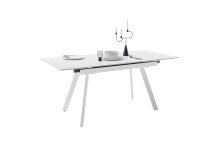 Kulissen-Esstisch >PARENZO< ausziehbar 180cm, weiß marmoriert, Keramik - 140/180x76x90cm (BxHxT)