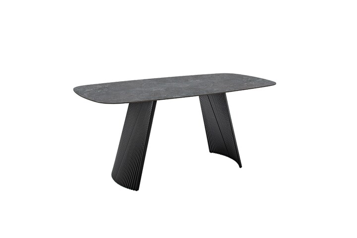 Esstisch >TOBELO< Designergestell, anthrazit marmoriert, Keramik - 180x76x90cm (BxHxT)