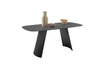 Esstisch >TOBELO< Designergestell, anthrazit marmoriert, Keramik - 180x76x90cm (BxHxT)
