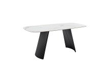 Esstisch >TOBELO< Designergestell, weiß marmoriert, Keramik - 180x76x90cm (BxHxT)