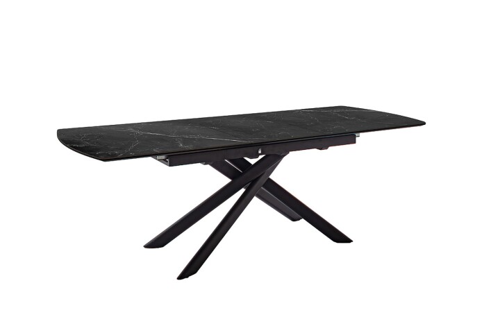 Kulissen-Esstisch >VANINO< ausziehbar 230cm, schwarz marmoriert, Keramik - 180/230x76x90cm BxHxT