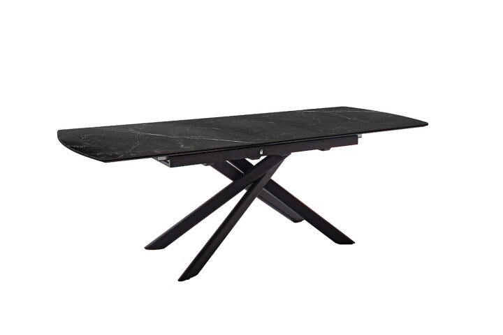 Kulissen-Esstisch >VANINO< ausziehbar 230cm, schwarz marmoriert, Keramik - 180/230x76x90cm BxHxT