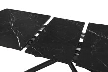 Kulissen-Esstisch >VANINO< ausziehbar 230cm, schwarz marmoriert, Keramik - 180/230x76x90cm BxHxT