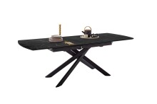Kulissen-Esstisch >VANINO< ausziehbar 230cm, schwarz marmoriert, Keramik - 180/230x76x90cm BxHxT