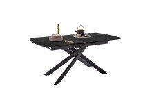 Kulissen-Esstisch >VANINO< ausziehbar 230cm, schwarz marmoriert, Keramik - 180/230x76x90cm BxHxT