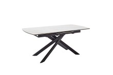 Kulissen-Esstisch >VANINO< ausziehbar 230cm, weiß marmoriert, Keramik - 180/230x76x90cm (BxHxT)