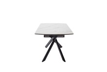 Kulissen-Esstisch >VANINO< ausziehbar 230cm, weiß marmoriert, Keramik - 180/230x76x90cm (BxHxT)