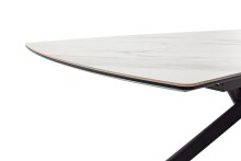 Kulissen-Esstisch >VANINO< ausziehbar 230cm, weiß marmoriert, Keramik - 180/230x76x90cm (BxHxT)