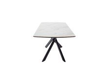 Kulissen-Esstisch >VANINO< ausziehbar 230cm, weiß marmoriert, Keramik - 180/230x76x90cm (BxHxT)