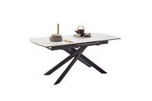 Kulissen-Esstisch >VANINO< ausziehbar 230cm, weiß marmoriert, Keramik - 180/230x76x90cm (BxHxT)