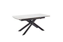Kulissen-Esstisch >VANINO< ausziehbar 230cm, weiß marmoriert, Keramik - 180/230x76x90cm (BxHxT)