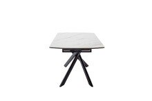 Kulissen-Esstisch >VANINO< ausziehbar 230cm, weiß marmoriert, Keramik - 180/230x76x90cm (BxHxT)