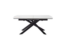 Kulissen-Esstisch >VANINO< ausziehbar 230cm, weiß marmoriert, Keramik - 180/230x76x90cm (BxHxT)