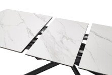 Kulissen-Esstisch >VANINO< ausziehbar 230cm, weiß marmoriert, Keramik - 180/230x76x90cm (BxHxT)